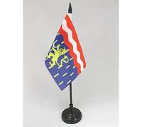 AZ FLAG - Drapeau De Table Haute-Saône - 15x10 cm - Mini Drapeau Du Département Haut-Saônois De Bureau 100% Polyester Avec Hampe De 25cm Et Socle En Plastique Noir