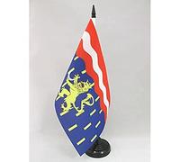 AZ FLAG - Drapeau De Table Haute-Saône 21x14 cm - Petit Drapeau Du Département Haut-Saônois De Bureau 100% Polyester Avec Hampe De 25cm Et Socle En Plastique Noir