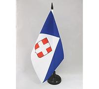 AZ FLAG - Drapeau De Table Haute-Savoie 21x14 cm - Petit Drapeau du Département Haut-Savoyard De Bureau 100% Polyester avec Hampe De 25cm Et Socle en Plastique Noir