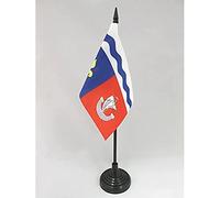 AZ FLAG - Drapeau De Table Hauts-de-Seine - 15x10 cm - Mini Drapeau Du Département Altoséquanais De Bureau 100% Polyester Avec Hampe De 25cm Et Socle En Plastique Noir