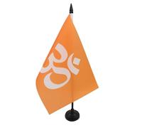 AZ FLAG - Drapeau De Table Hindouisme 21x14 cm - Petit Drapeau Hindou De Bureau 100% Polyester Avec Hampe De 25cm Et Socle En Plastique Noir