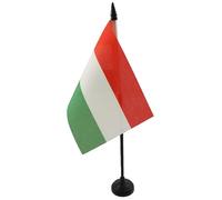 AZ FLAG - Drapeau De Table Hongrie - 15x10 cm - Mini Drapeau Hongrois De Bureau 100% Polyester Avec Hampe De 25cm Et Socle En Plastique Noir