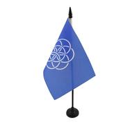 AZ FLAG - Drapeau De Table Humanité 21x14 cm - Petit Drapeau De La Nature Humaine De Bureau 100% Polyester Avec Hampe De 25cm Et Socle En Plastique Noir