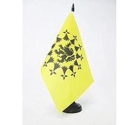 AZ FLAG - Drapeau De Table Île de Batz 21x14 cm - Petit Drapeau De L'Ile-De-Batz De Bureau 100% Polyester Avec Hampe De 25cm Et Socle En Plastique Noir