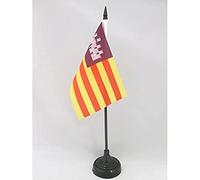 AZ FLAG - Drapeau De Table Iles Baléares - 15x10 cm - Mini Drapeau De Las Islas Baleares De Bureau 100% Polyester Avec Hampe De 25cm Et Socle En Plastique Noir