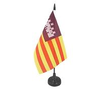 AZ FLAG - Drapeau De Table Iles Baléares 21x14 cm - Petit Drapeau De Las Islas Baleares De Bureau 100% Polyester Avec Hampe De 25cm Et Socle En Plastique Noir