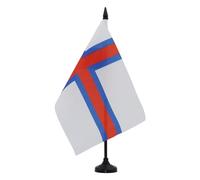 AZ FLAG Drapeau de Table Iles Féroé 21x14 cm Polyester 100D Socle Plastique | Usage intérieur Drapeau de bureau féroÍ¯en Føroyar finition cousue et bords renforcés