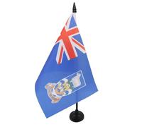 AZ FLAG Drapeau de Table îles Malouines 21x14 cm Socle Plastique | Usage intérieur Drapeau de bureau des malouines Falkland Islands finition cousue et bords renforcés polyester 100D