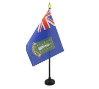 AZ FLAG Drapeau de Table Iles Vierges britanniques 15x10 cm Socle Plastique | Usage intérieur Drapeau de bureau anglais British Virgin Islands finition cousue et bords renforcés polyester 100D
