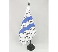 AZ FLAG - Drapeau De Table Ille-et-Vilaine 21x14 cm - Petit Drapeau Du Département De L'Ille-Et-Vilaine De Bureau 100% Polyester Avec Hampe De 25cm Et Socle En Plastique Noir