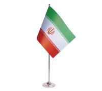 AZ FLAG Drapeau de Table Iran 22x15 cm Drapeau Iranien Satin Socle Métal