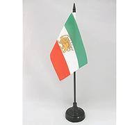 AZ FLAG - Drapeau De Table Iran Ancienne Perse - 15x10 cm - Mini Drapeau Iranien De Bureau 100% Polyester Avec Hampe De 25cm Et Socle En Plastique Noir