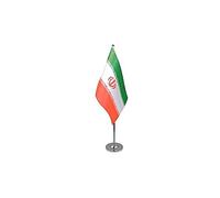 AZ FLAG - Drapeau De Table Iran Prestige - Drapeau Iranien De Bureau En Satin Avec Hampe De 30cm Et Socle En Métal - 22x15 cm