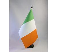 AZ FLAG - Drapeau De Table Irlande 21x14 cm - Petit Drapeau Irlandais De Bureau 100% Polyester Avec Hampe De 25cm Et Socle En Plastique Noir