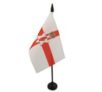 AZ FLAG - Drapeau De Table Irlande du Nord - 15x10 cm - Mini Drapeau Nord Irlandais De Bureau 100% Polyester Avec Hampe De 25cm Et Socle En Plastique Noir