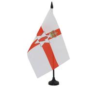 AZ FLAG - Drapeau De Table Irlande du Nord 21x14 cm - Petit Drapeau Nord Irlandais De Bureau 100% Polyester Avec Hampe De 25cm Et Socle En Plastique Noir