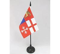 AZ FLAG - Drapeau De Table Italie 4 Républiques maritimes - 15x10 cm - Mini Drapeau Naval Italien De Bureau 100% Polyester Avec Hampe De 25cm Et Socle En Plastique Noir