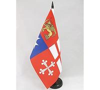 AZ FLAG - Drapeau De Table Italie 4 Républiques maritimes 21x14 cm - Petit Drapeau Naval Italien De Bureau 100% Polyester Avec Hampe De 25cm Et Socle En Plastique Noir