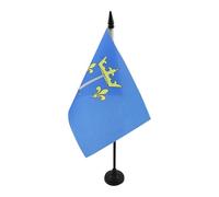 AZ FLAG - Drapeau De Table Jeanne d'Arc 21x14 cm - Petit Drapeau Des Armes De Jeanne D'Arc De Bureau 100% Polyester Avec Hampe De 25cm Et Socle En Plastique Noir