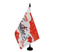 AZ FLAG - Drapeau De Table Joyeuse Saint Valentin 21x14 cm - Petit Drapeau Happy Valentine'S De Bureau 100% Polyester Avec Hampe De 25cm Et Socle En Plastique Noir