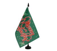 AZ FLAG - Drapeau De Table Joyeux Noël Etincelles 21x14 cm - Petit Drapeau Merry Christmas De Bureau 100% Polyester Avec Hampe De 25cm Et Socle En Plastique Noir