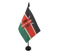 AZ FLAG - Drapeau De Table Kenya - 15x10 cm - Mini Drapeau Kenyan De Bureau 100% Polyester Avec Hampe De 25cm Et Socle En Plastique Noir