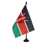 AZ FLAG - Drapeau De Table Kenya 21x14 cm - Petit Drapeau Kenyan De Bureau 100% Polyester Avec Hampe De 25cm Et Socle En Plastique Noir