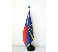 AZ FLAG - Drapeau De Table La Réunion 21x14 cm - Petit Drapeau Réunionais De Bureau 100% Polyester Avec Hampe De 25cm Et Socle En Plastique Noir