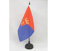 AZ FLAG - Drapeau De Table Lanzarote 21x14 cm - Petit Drapeau De Lancerotte De Bureau 100% Polyester Avec Hampe De 25cm Et Socle En Plastique Noir