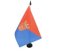 AZ FLAG Drapeau de Table Lanzarote 21x14 cm Polyester 100D Socle Plastique | Usage intérieur Drapeau de bureau espagnol finition cousue et bords renforcés avec mât en plastique et socle en plastique
