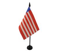 AZ FLAG - Drapeau De Table Libéria - 15x10 cm - Mini Drapeau Libérien De Bureau 100% Polyester Avec Hampe De 25cm Et Socle En Plastique Noir