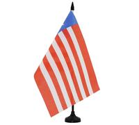 AZ FLAG - Drapeau De Table Libéria 21x14 cm - Petit Drapeau Libérien De Bureau 100% Polyester Avec Hampe De 25cm Et Socle En Plastique Noir