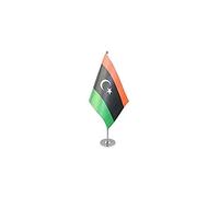 AZ FLAG - Drapeau De Table Libye Prestige - Drapeau Libyen De Bureau En Satin Avec Hampe De 30cm Et Socle En Métal - 22x15 cm