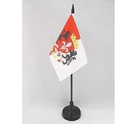 AZ FLAG Drapeau de Table Lille avec armes 15x10 cm Socle Plastique | Usage intérieur Drapeau de bureau lillois avec armoiries finition cousue et bords renforcés polyester 100D