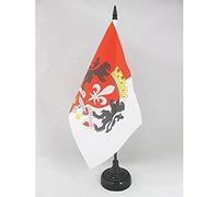 AZ FLAG Drapeau de Table Lille avec armes 21x14 cm Socle Plastique | Usage intérieur Drapeau de bureau lillois avec armoiries finition cousue et bords renforcés polyester 100D