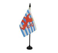 AZ FLAG - Drapeau De Table Luxembourg avec lion - 15x10 cm - Mini Drapeau Luxembourgeois De Bureau 100% Polyester Avec Hampe De 25cm Et Socle En Plastique Noir