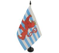 AZ FLAG - Drapeau De Table Luxembourg avec lion 21x14 cm - Petit Drapeau Luxembourgeois De Bureau 100% Polyester Avec Hampe De 25cm Et Socle En Plastique Noir