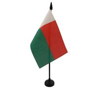 AZ FLAG - Drapeau De Table Madagascar - 15x10 cm - Mini Drapeau Malgache De Bureau 100% Polyester Avec Hampe De 25cm Et Socle En Plastique Noir