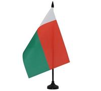 AZ FLAG - Drapeau De Table Madagascar 21x14 cm - Petit Drapeau Malgache De Bureau 100% Polyester Avec Hampe De 25cm Et Socle En Plastique Noir
