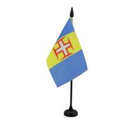 AZ FLAG - Drapeau De Table Madère - 15x10 cm - Mini Drapeau De Madère De Bureau 100% Polyester Avec Hampe De 25cm Et Socle En Plastique Noir