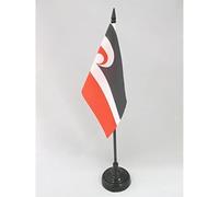 AZ FLAG - Drapeau De Table Maori - 15x10 cm - Mini Drapeau Des Maoris Néo-Zélandais De Bureau 100% Polyester Avec Hampe De 25cm Et Socle En Plastique Noir