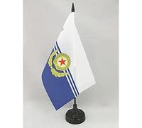 AZ FLAG - Drapeau De Table Marine populaire de Corée du Nord 21x14 cm - Petit Drapeau De L'Armée Nord Coréenne De Bureau 100% Polyester Avec Hampe De 25cm Et Socle En Plastique Noir