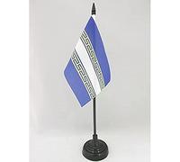 AZ FLAG - Drapeau De Table Marne - 15x10 cm - Mini Drapeau Du Département De La Marne De Bureau 100% Polyester Avec Hampe De 25cm Et Socle En Plastique Noir