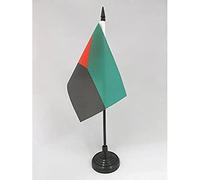 AZ FLAG - Drapeau De Table Martinique indépéndantiste - 15x10 cm - Mini Drapeau Nationaliste Martiniquais De Bureau 100% Polyester Avec Hampe De 25cm Et Socle En Plastique Noir