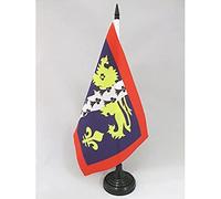 AZ FLAG - Drapeau De Table Mayenne 21x14 cm - Petit Drapeau Du Département Mayennais De Bureau 100% Polyester Avec Hampe De 25cm Et Socle En Plastique Noir
