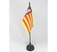 AZ FLAG - Drapeau De Table Mayorque - 15x10 cm - Mini Drapeau De Mallorca De Bureau 100% Polyester Avec Hampe De 25cm Et Socle En Plastique Noir