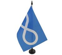AZ FLAG - Drapeau De Table Métis de la Saskatchewan et du Québec 21x14 cm - Petit Drapeau Métisse De Bureau 100% Polyester Avec Hampe De 25cm Et Socle En Plastique Noir