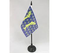 AZ FLAG - Drapeau De Table Meuse - 15x10 cm - Mini Drapeau Du Département Meusien De Bureau 100% Polyester Avec Hampe De 25cm Et Socle En Plastique Noir