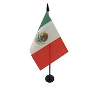 AZ FLAG - Drapeau De Table Mexique - 15x10 cm - Mini Drapeau Mexicain De Bureau 100% Polyester Avec Hampe De 25cm Et Socle En Plastique Noir