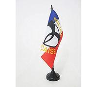 AZ FLAG - Drapeau De Table Milice française 15x15 cm - Petit Drapeau De La Milice De La France De Bureau 100% Polyester Avec Hampe De 25cm Et Socle En Plastique Noir